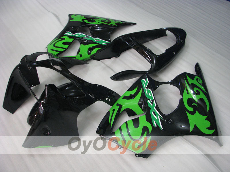 Injection Fairing kit for 00-02 NINJA ZX-6R - Green, Black - Factory Style #OYO87901704
