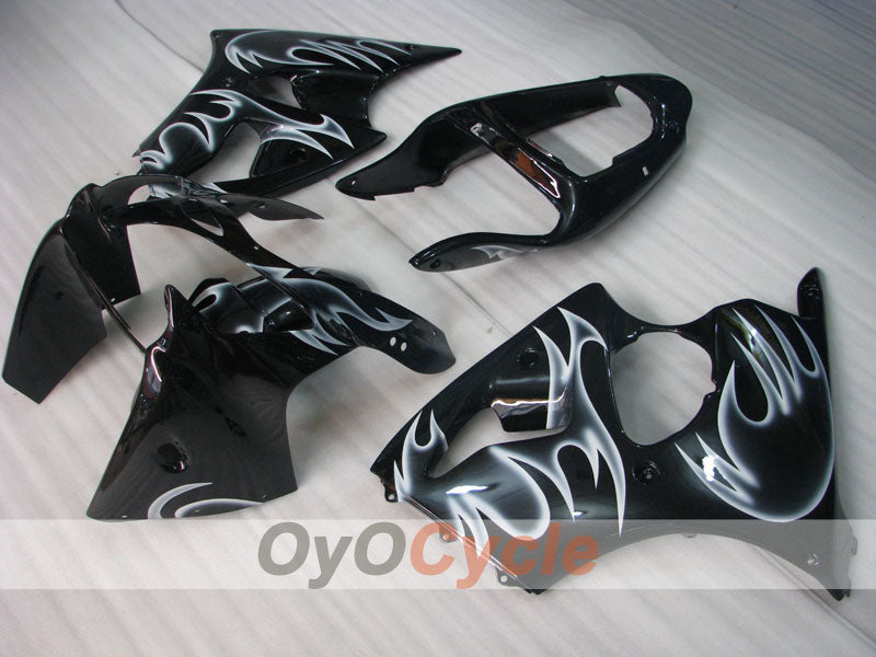 Injection Fairing kit for 00-02 NINJA ZX-6R - White, Black - Flame #OYO87901714 Secondary image