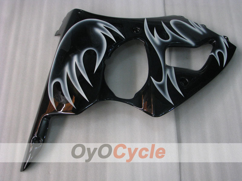 Injection Fairing kit for 00-02 NINJA ZX-6R - White, Black - Flame #OYO87901714