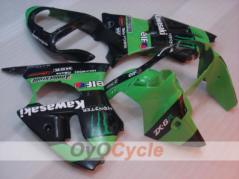 Injection Fairing kit for 00-02 NINJA ZX-6R - Green, Black - Monster #OYO87901719