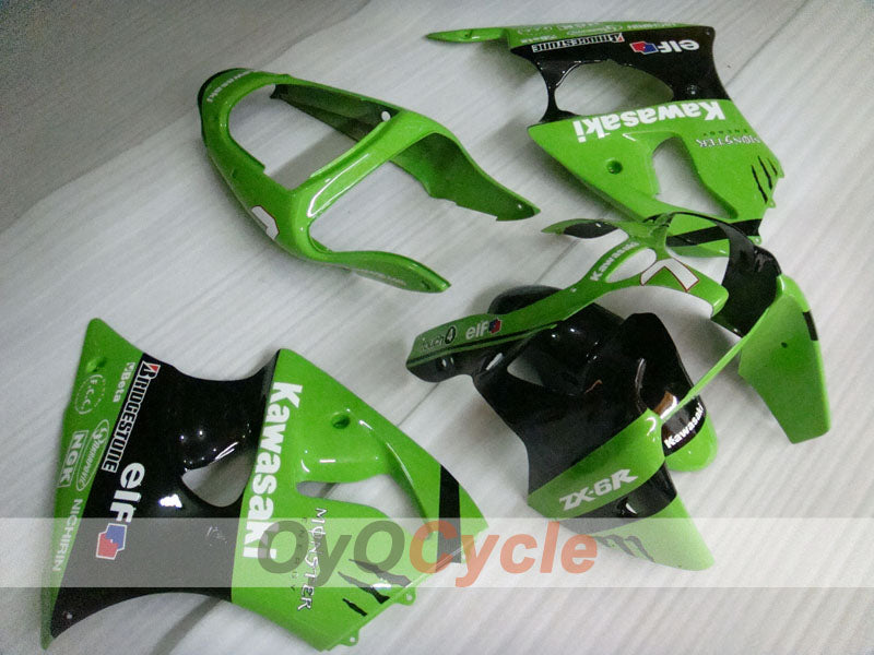 Injection Fairing kit for 00-02 NINJA ZX-6R - Green, Black - Monster #OYO87901721 Main image
