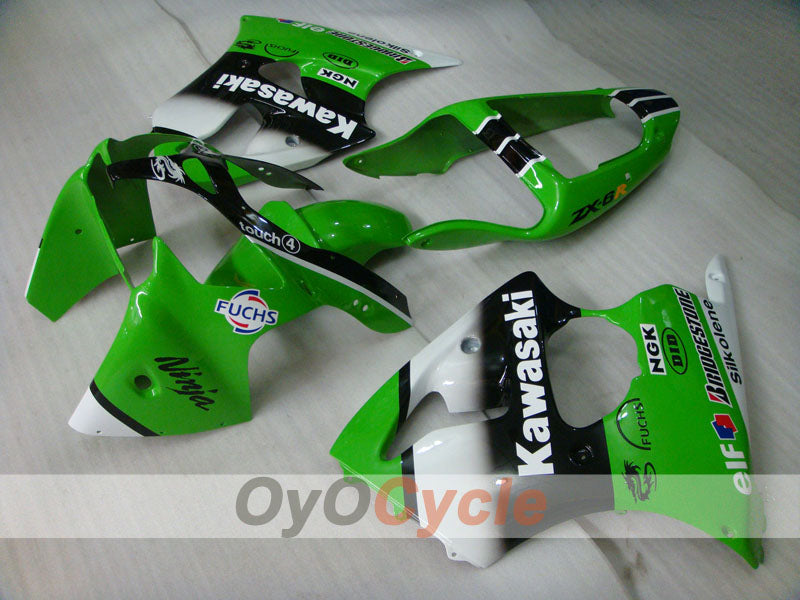 Injection Fairing kit for 00-02 NINJA ZX-6R - Green, Black - Nakano #OYO87901734