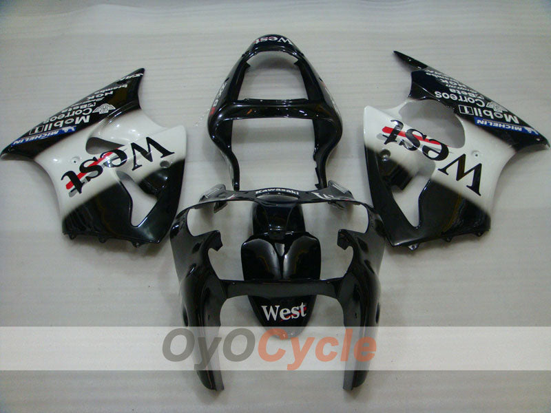 Injection Fairing kit for 00-02 NINJA ZX-6R - White, Black - West #OYO87901752 Secondary image