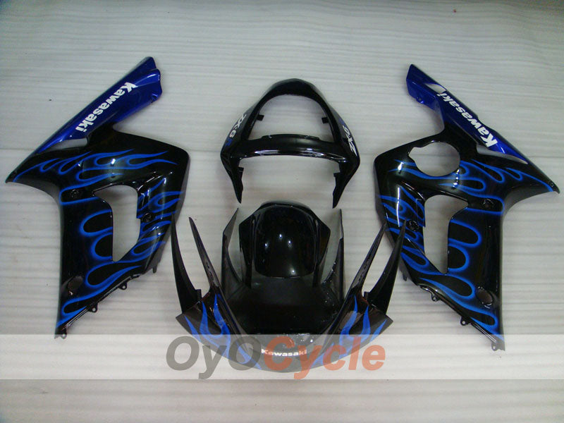 Injection Fairing kit for 03-04 NINJA ZX-6R - Purple, Black - Flame #OYO87901805 Main image