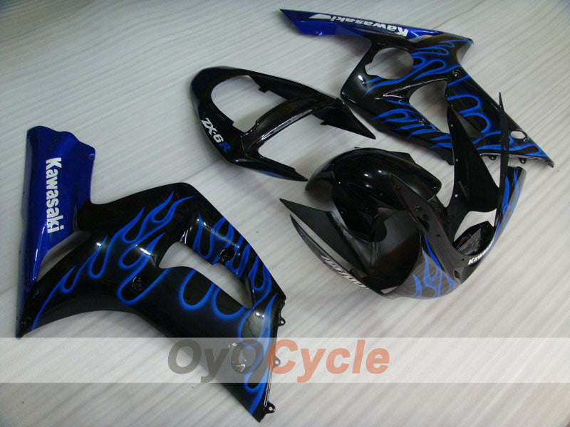 Injection Fairing kit for 03-04 NINJA ZX-6R - Purple, Black - Flame #OYO87901805 Secondary image