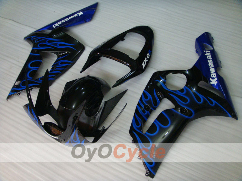 Injection Fairing kit for 03-04 NINJA ZX-6R - Purple, Black - Flame #OYO87901805