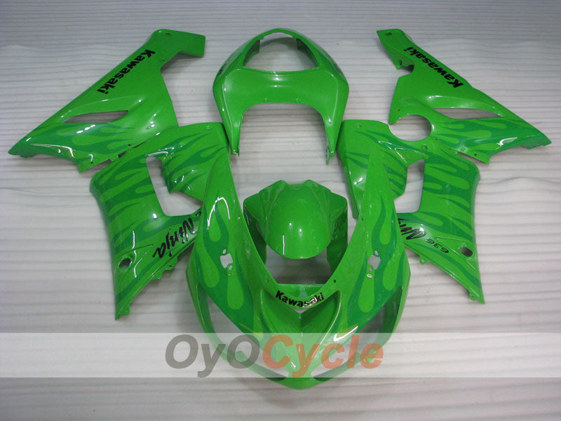 Injection Fairing kit for 05-06 NINJA ZX-6R - Green - Flame #OYO87901869 Secondary image
