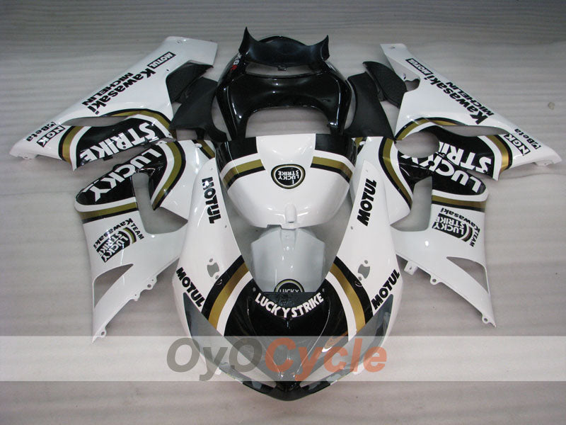 Injection Fairing kit for 05-06 NINJA ZX-6R - White, Black - Lucky Strike #OYO87901871
