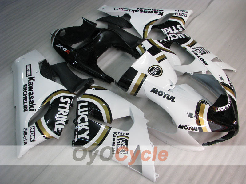 Injection Fairing kit for 05-06 NINJA ZX-6R - White, Black - Lucky Strike #OYO87901871