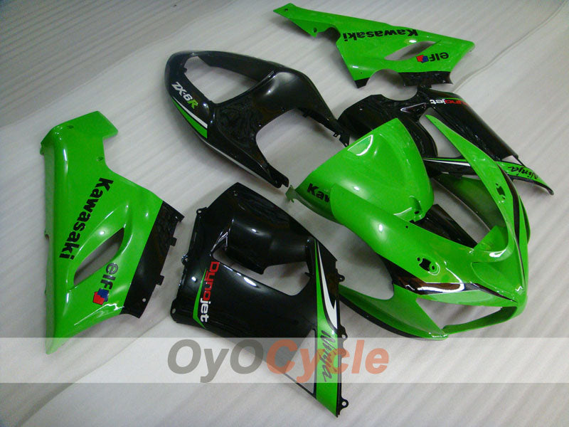 Injection Fairing kit for 05-06 NINJA ZX-6R - Green, Black - Nakano #OYO87901890 Main image