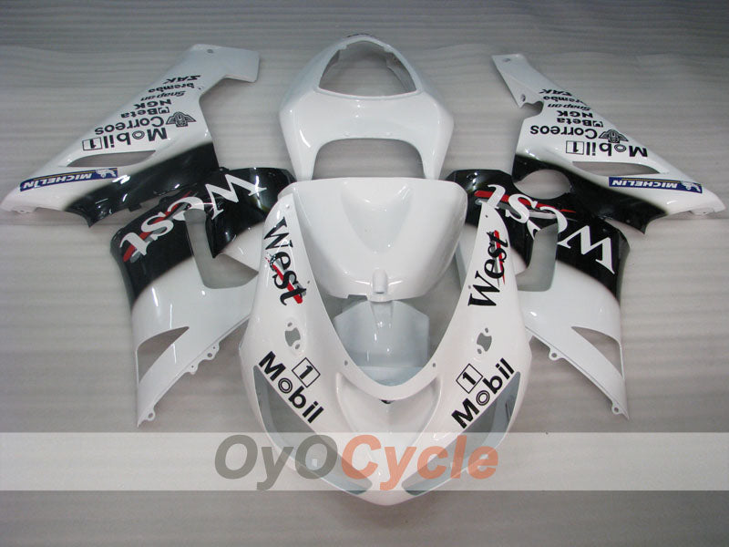 Injection Fairing kit for 05-06 NINJA ZX-6R - White, Black - West #OYO87901897 Secondary image
