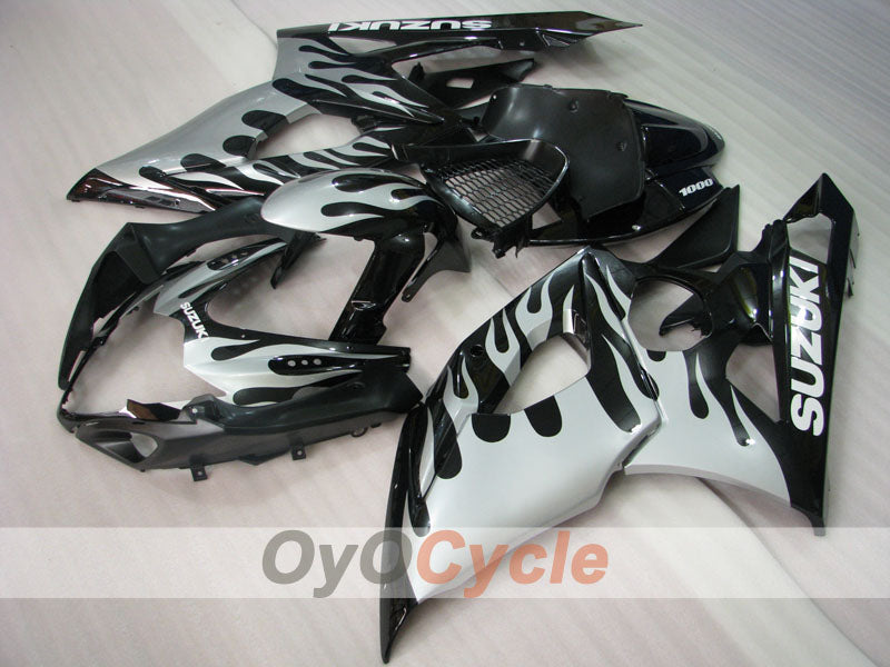 Injection Fairing kit for 05-06 GSX R1000 - White, Black - Flame #OYO87901966