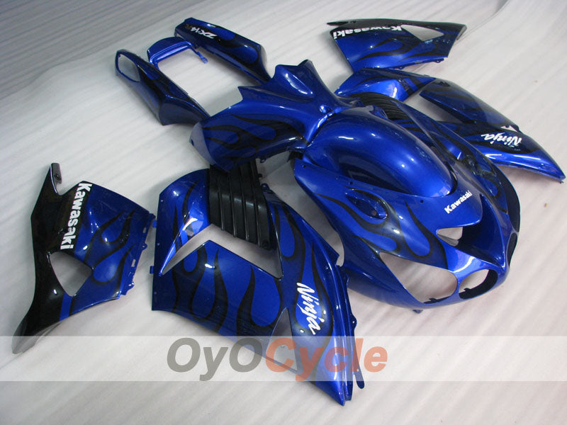 Injection Fairing kit for 06-11 NINJA ZX-14R - Blue, Black - Flame #OYO87902009