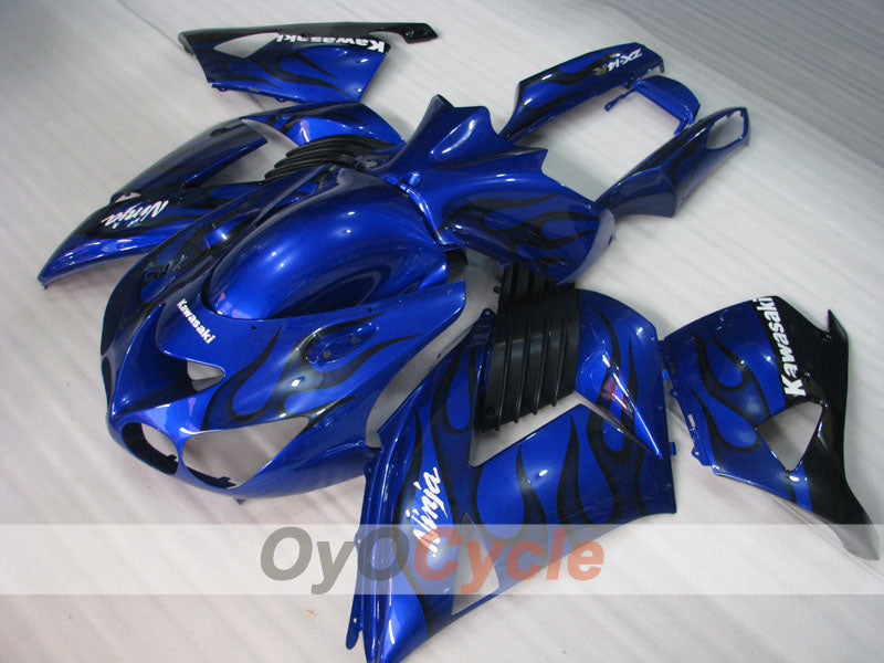 Injection Fairing kit for 06-11 NINJA ZX-14R - Blue, Black - Flame #OYO87902009