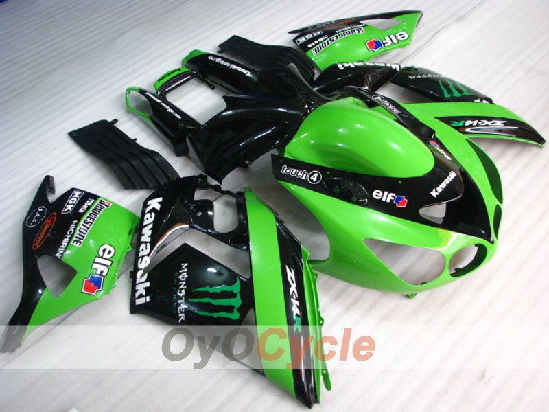 Injection Fairing kit for 06-11 NINJA ZX-14R - Green, Black - Monster #OYO87902020