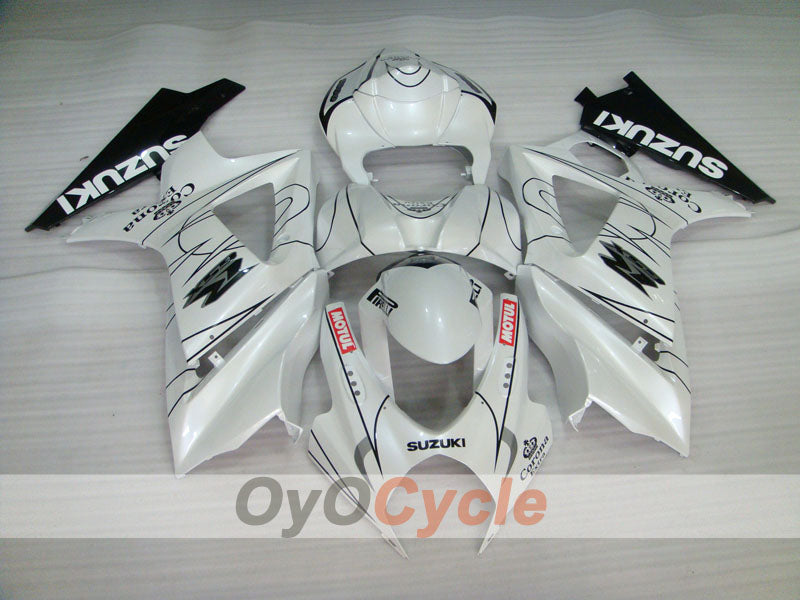 Injection Fairing kit for 07-08 GSX R1000 - White, Black - Corona, MOTUL #OYO87902082