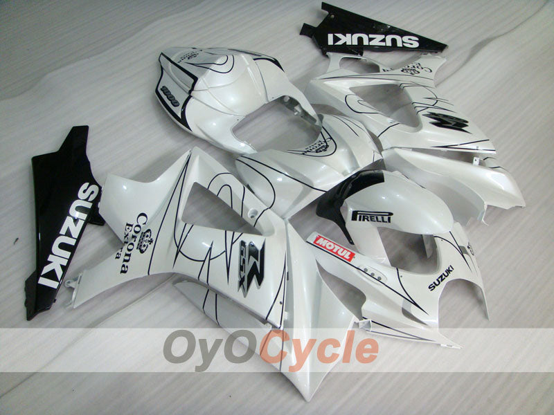 Injection Fairing kit for 07-08 GSX R1000 - White, Black - Corona, MOTUL #OYO87902082 Main image