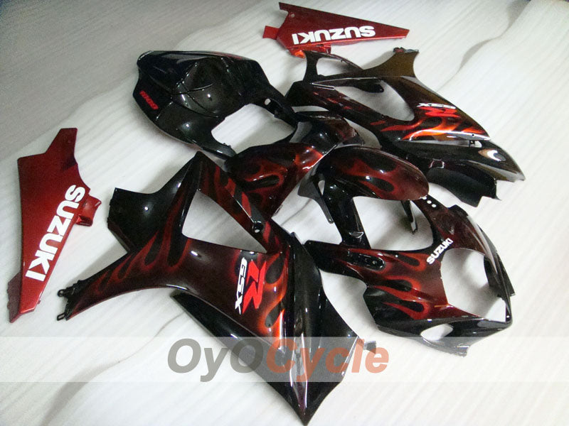 Injection Fairing kit for 07-08 GSX R1000 - Red, Black - Flame #OYO87902098 Main image