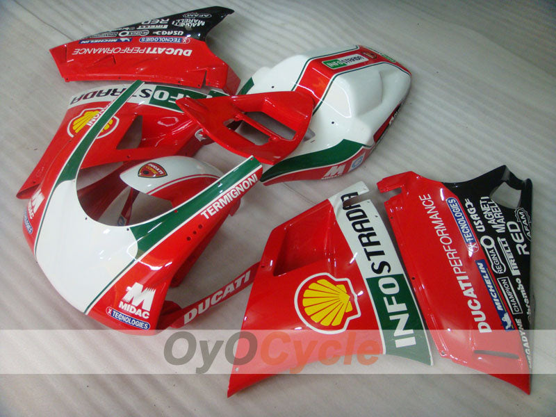 Injection Fairing kit for 02-04 Ducati 998 - Red, White - INFO STRADA #OYO87902298