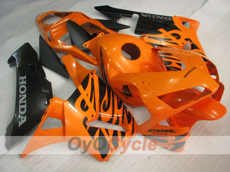 Injection Fairing kit for 03-04 CBR600RR - Orange, Black - Flame #OYO87902508 Main image