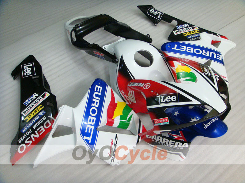 Injection Fairing kit for 03-04 CBR600RR - White, Black - Lee #OYO87902536