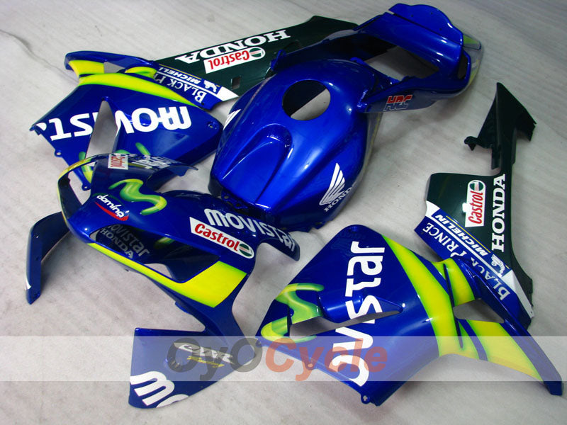 Injection Fairing kit for 03-04 CBR600RR - Yellow, Blue - Movistar #OYO87902537