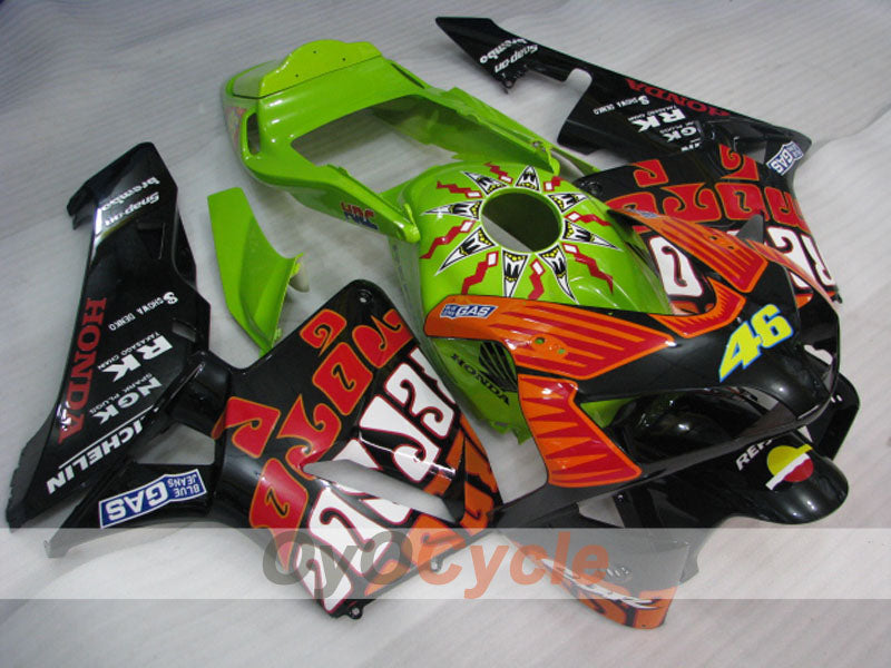 Injection Fairing kit for 03-04 CBR600RR - Green, Black - Rossi #OYO87902544