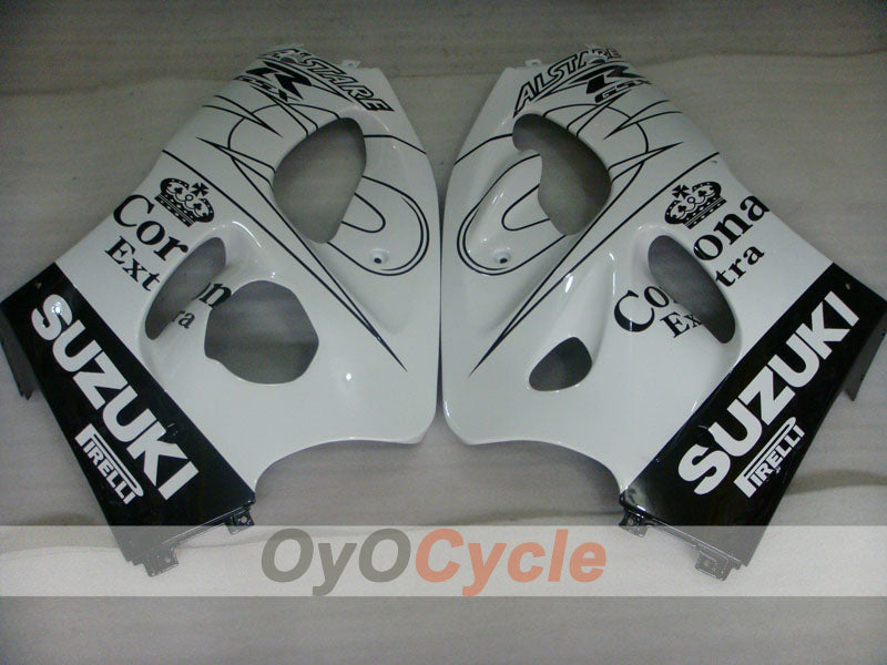 Fairing kit for 97-00 Suzuki GSXR600 - White, Black - Corona, MOTUL #OYO87902976