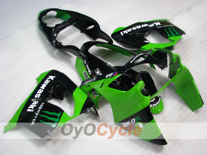 Fairing kit for 00-01 NINJA ZX-9R - Green, Black - Monster #OYO87903031 Main image