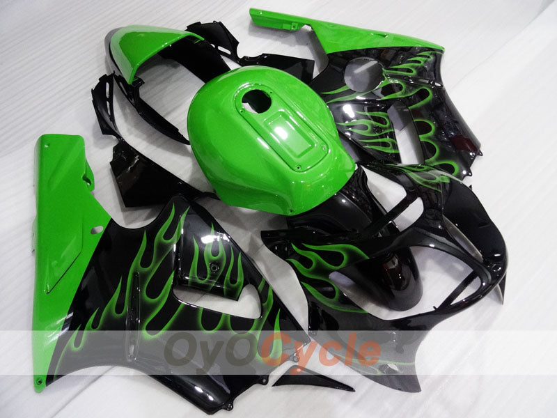 Injection Fairing kit for 00-01 NINJA ZX-12R - Green, Black - Flame #OYO87903057 Main image
