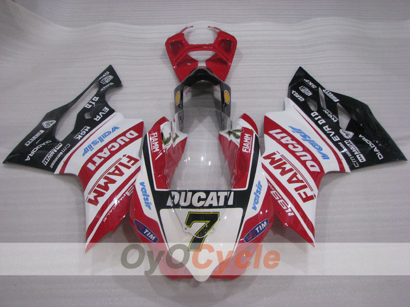 Injection Fairing kit for 11-14 Ducati 1199 - Red, White - FIAMM #OYO87903390 Secondary image