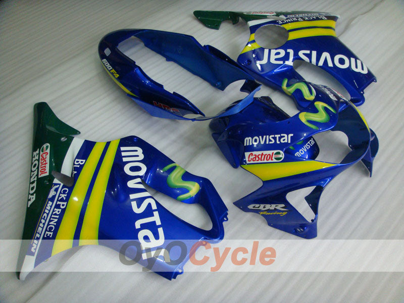 Injection Fairing kit for 99-00 CBR600F4 - Yellow, White - Castrol, Movistar #OYO87900116 Main image