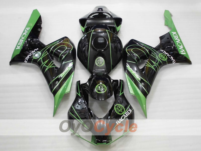 Injection Fairing kit for 06-07 CBR1000RR - Green, Black - BACARDI #OYO87904974