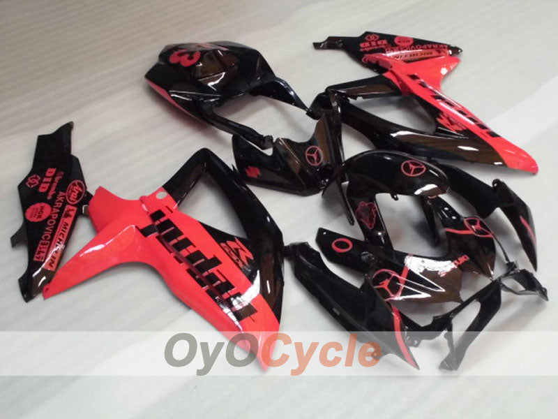 Injection Fairing kit for 08-10 GSX R750 - Red, Black - Jordan #OYO87905426