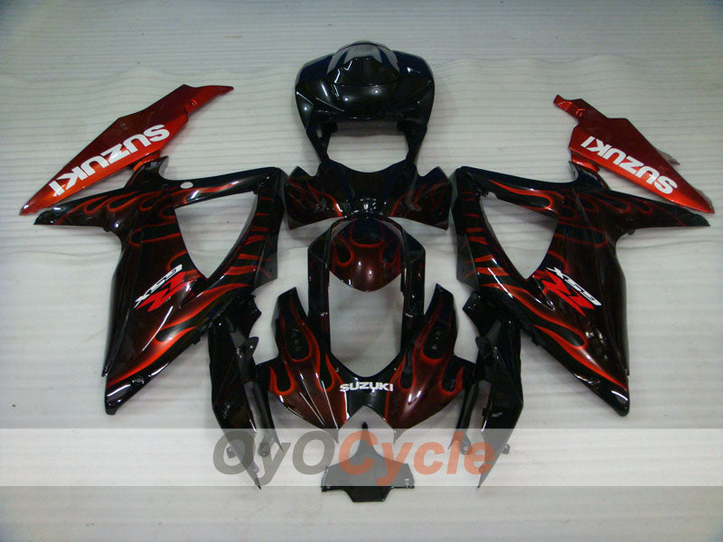 Injection Fairing kit for 08-10 GSX R750 - Red, Black - Flame #OYO87905428 Secondary image