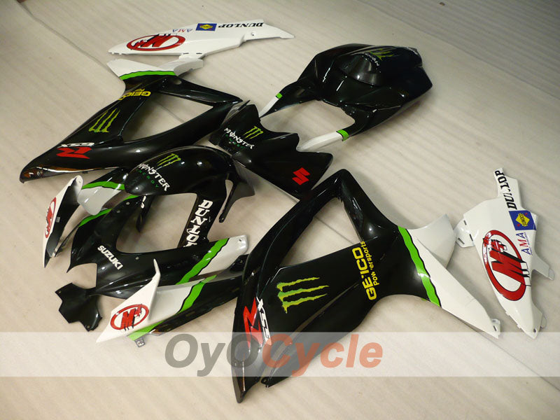 Injection Fairing kit for 08-10 GSX R600 - White, Black - Monster #OYO87905388