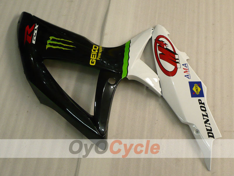 Injection Fairing kit for 08-10 GSX R600 - White, Black - Monster #OYO87905388