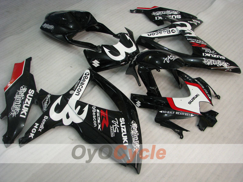 Injection Fairing kit for 08-10 GSX R750 - White, Black - Beacon #OYO87905432 Main image