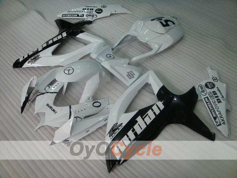 Injection Fairing kit for 08-10 GSX R600 - White, Black - Jordan #OYO87905390