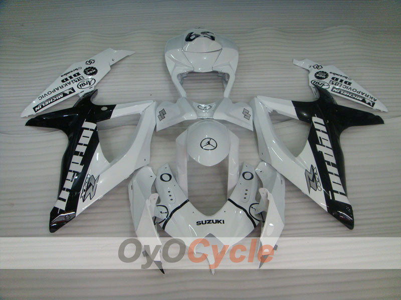 Injection Fairing kit for 08-10 GSX R600 - White, Black - Jordan #OYO87905390