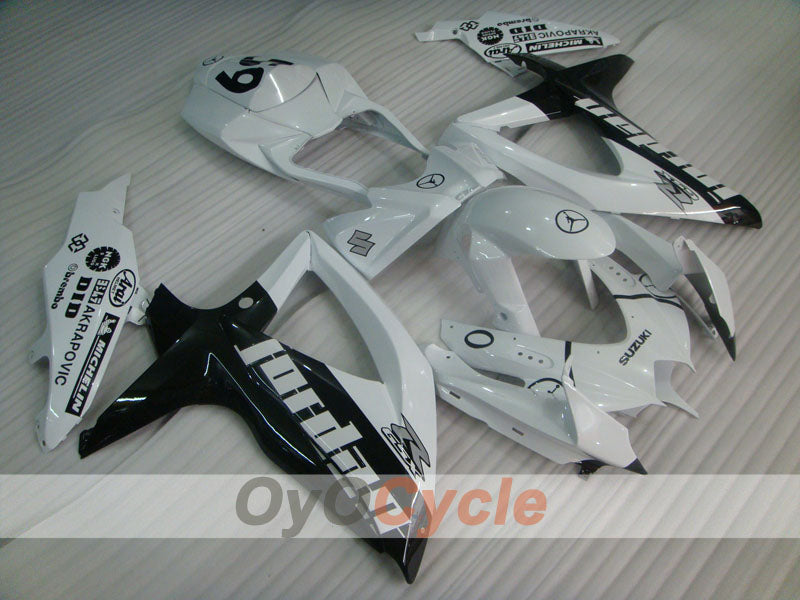 Injection Fairing kit for 08-10 GSX R600 - White, Black - Jordan #OYO87905390