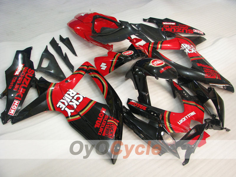 Injection Fairing kit for 08-10 GSX R750 - Red, Black - Lucky Strike #OYO87905446