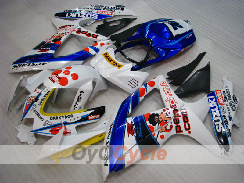 Injection Fairing kit for 08-10 GSX R750 - Blue, White - Dark Dog #OYO87905458