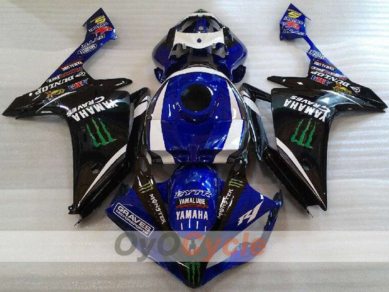 Injection Fairing kit for 07-08 YZF-R1 - Blue, White, Black - Monster #OYO87905681