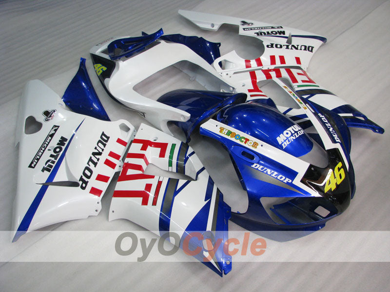 Injection Fairing kit for 98-99 YZF-R1 - Blue, White - DUNLOP, FIAT, MOTUL #OYO87905781