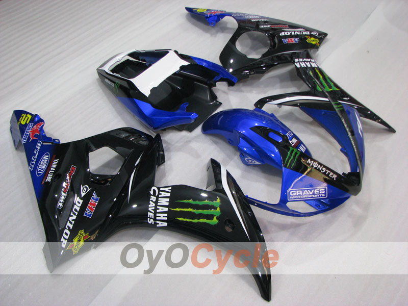 Injection Fairing kit for 03-04 YZF-R6 - Blue, Black - Monster #OYO87905792