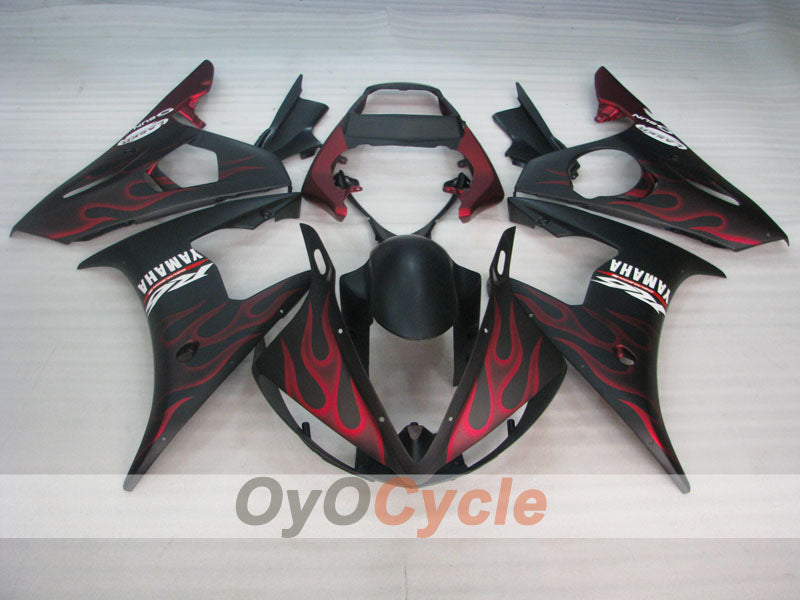 Injection Fairing kit for 05 YZF-R6 - Red, Black, Matte - Flame #OYO87905856