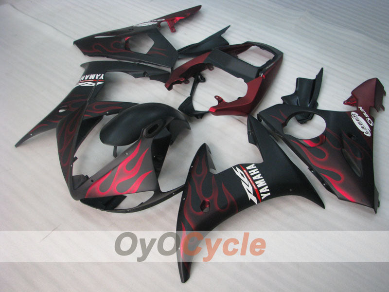 Injection Fairing kit for 05 YZF-R6 - Red, Black, Matte - Flame #OYO87905856