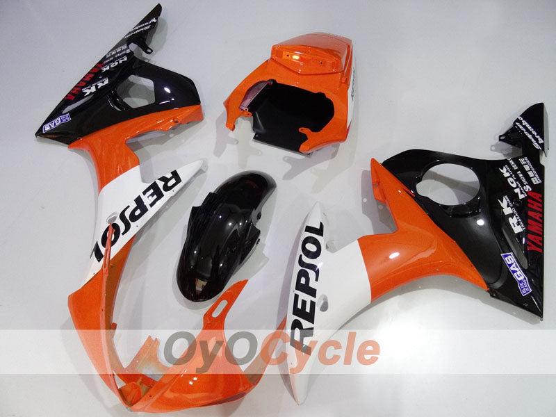 Injection Fairing kit for 03-04 YZF-R6 - Orange, White, Black - Repsol #OYO87905819 Main image
