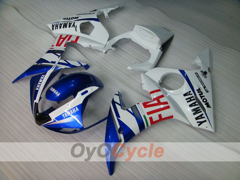 Injection Fairing kit for 03-04 YZF-R6 - Blue, White - DUNLOP, FIAT, MOTUL #OYO87905823